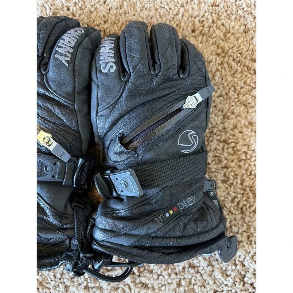 Swany Classic Black Leather Tri-Plex Insulated Ski Gloves Mittens Womens Small